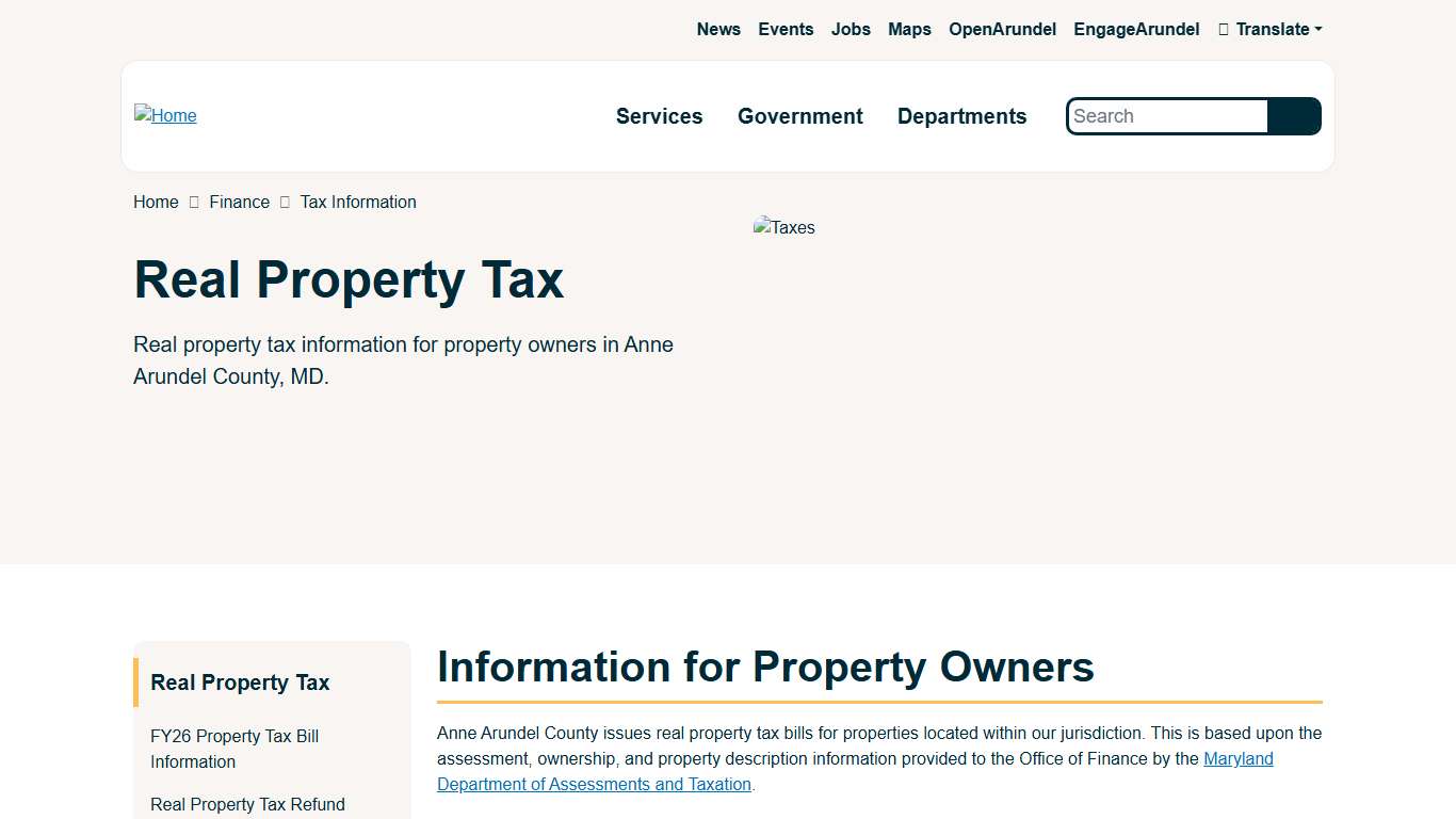 Real Property Tax Anne Arundel County Government